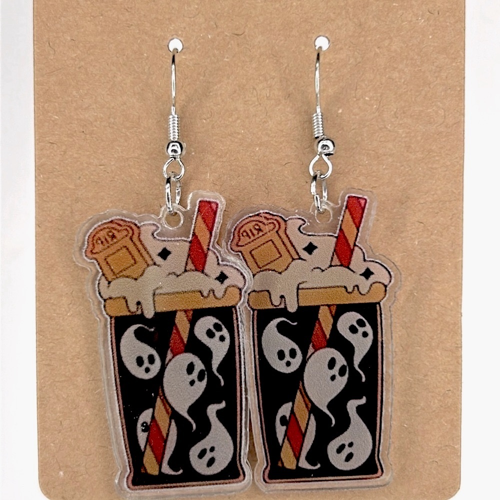 Halloween Drink Dangle Earrings 2D Acrylic Cartoon Fashion Jewelry